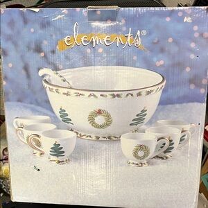 NEW OPEN BOX 
Elements Holiday Punch Bowl Set